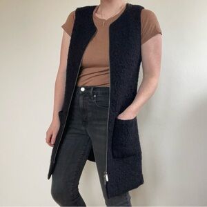 Sanctuary Black Textured Zip Front Vest